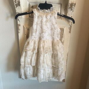 Janie and Jack Gold Floral Tiered Dress